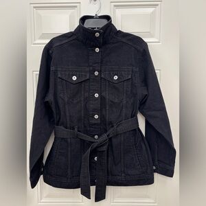 NWOT AG Adriano Goldschmied Women's S Black Dark Denim Belted Jacket